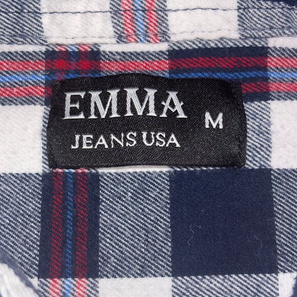 EMMA Jeans USA Navy, White, and Red Plaid Shirt - Size M - Picture 9 of 11